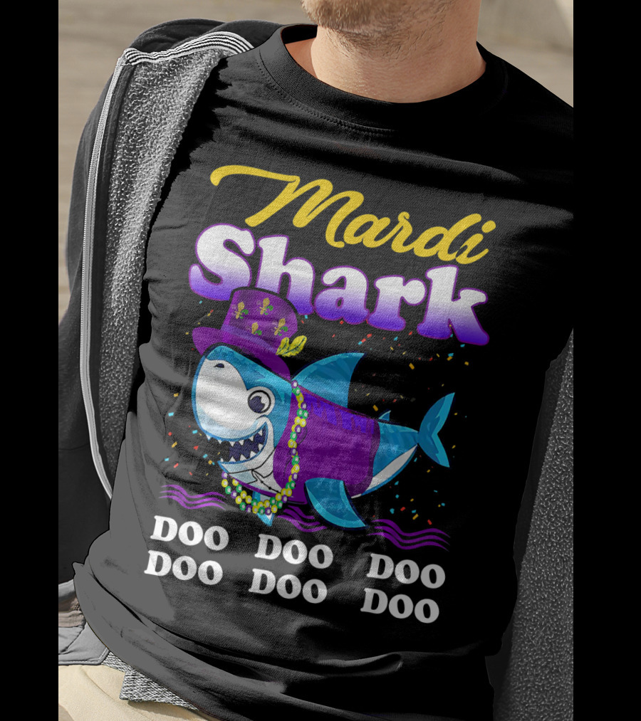 Mardi Shark Doo Doo Doo Doo Funny Mardi Gras T-Shirt