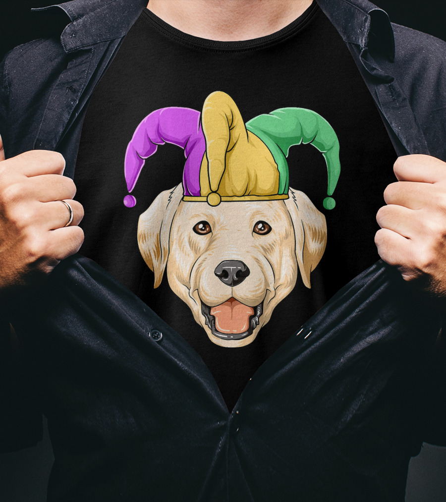 Mardi Gras Labrador In Jester Hat Carnival T-Shirt