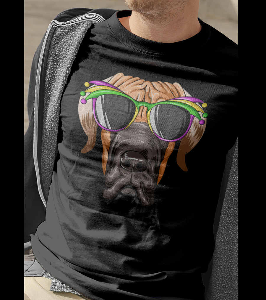 Great Dane Mardi Gras Carnival Mask Sunglasses T-Shirt