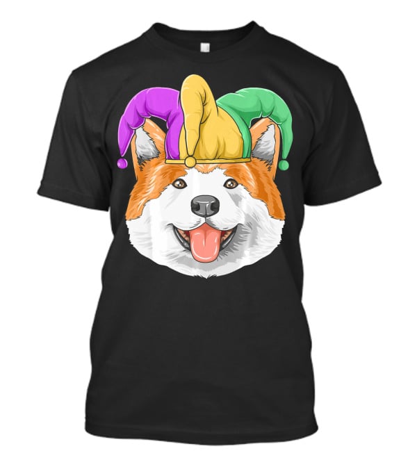 Mardi Gras Akita Jester Hat Carnival Akita T-Shirt