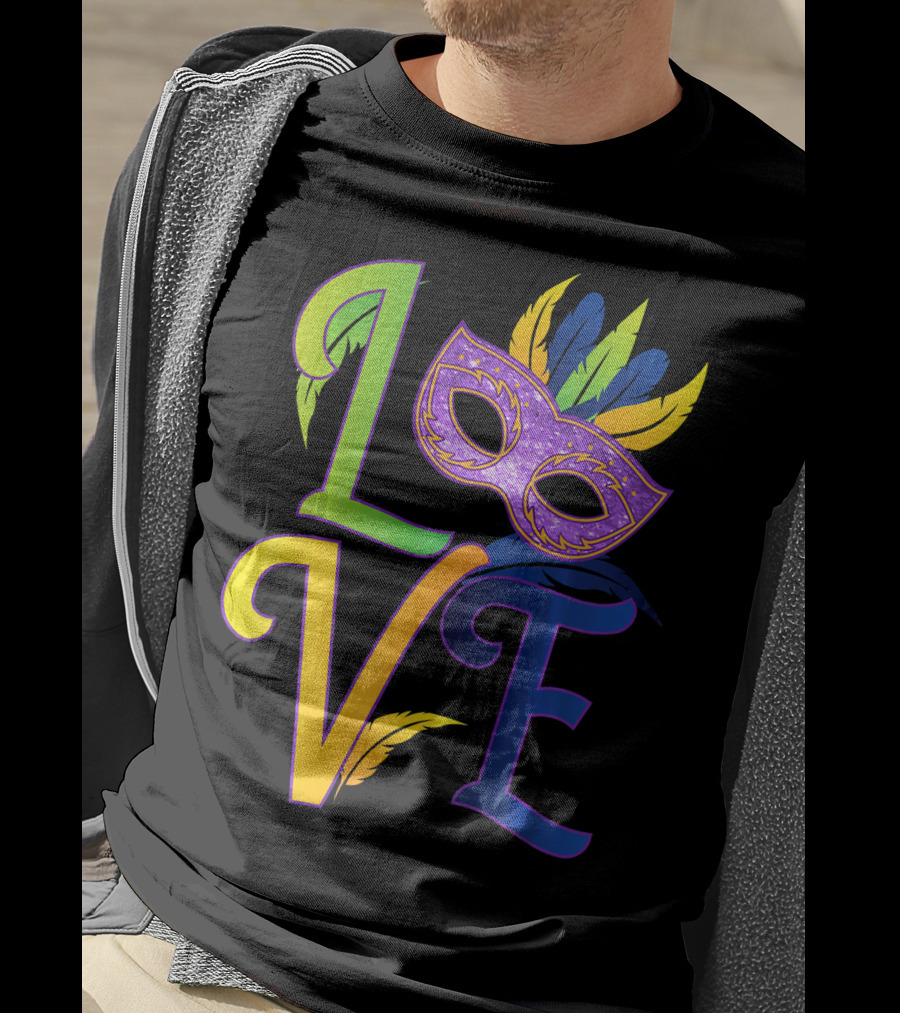 Love Mardi Gras Mask Honor New Orleans T-Shirt