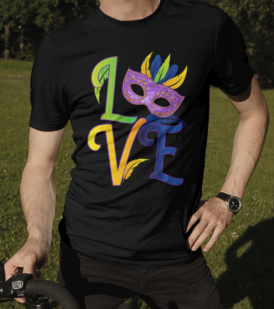 Love Mardi Gras Mask Honor New Orleans T-Shirt