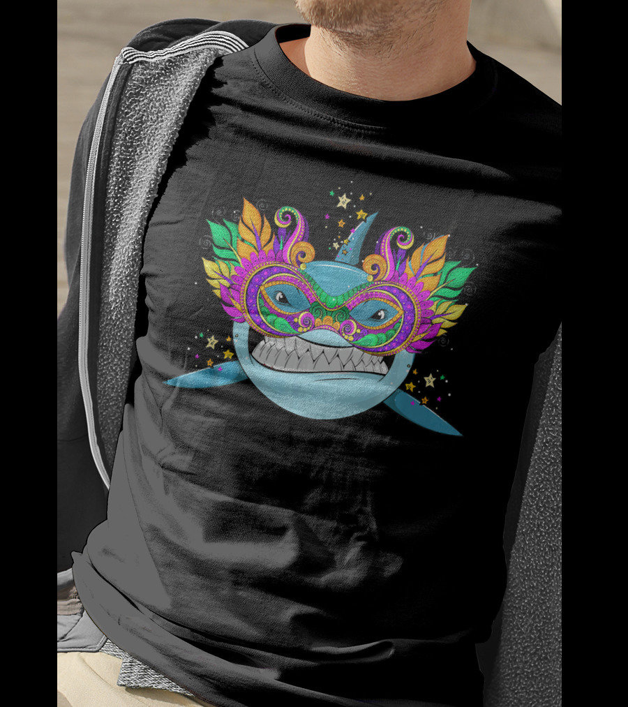 Shark Mardi Gras Mask Festival Boy T-Shirt