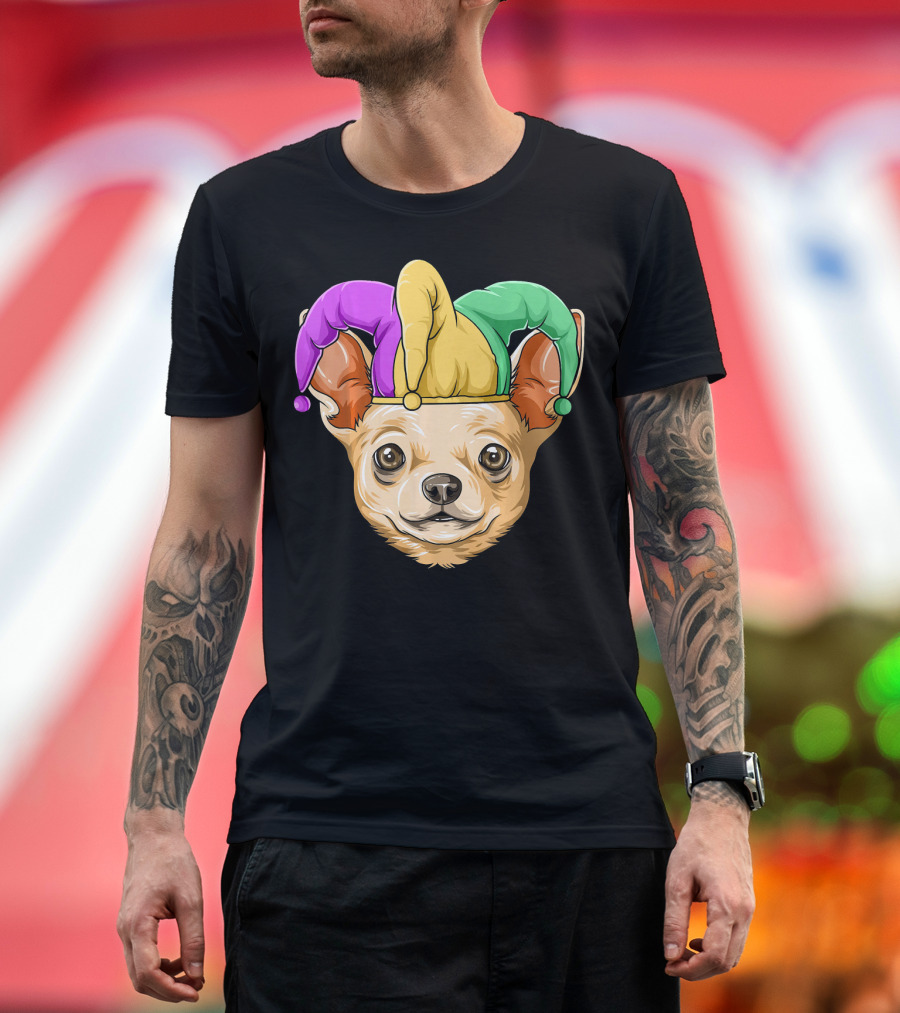 Mardi Gras Chihuahua Jester Hat Festival Carnival Dog T-Shirt