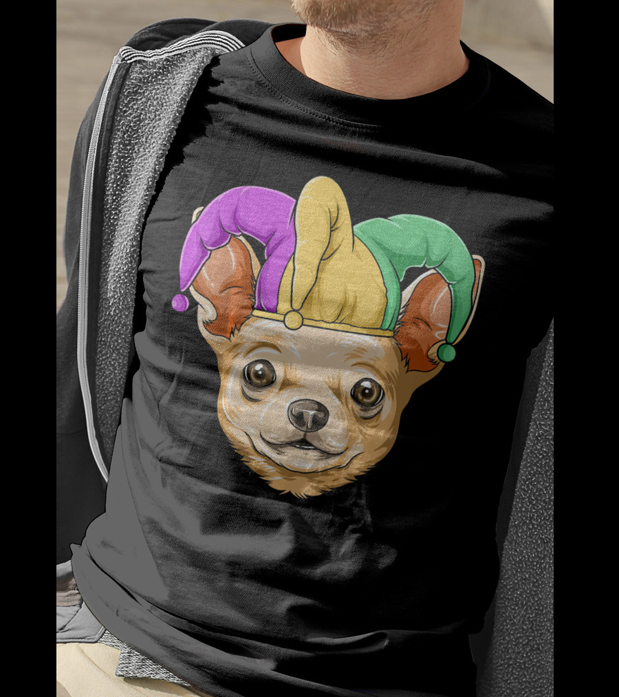 Mardi Gras Chihuahua Jester Hat Festival Carnival Dog T-Shirt
