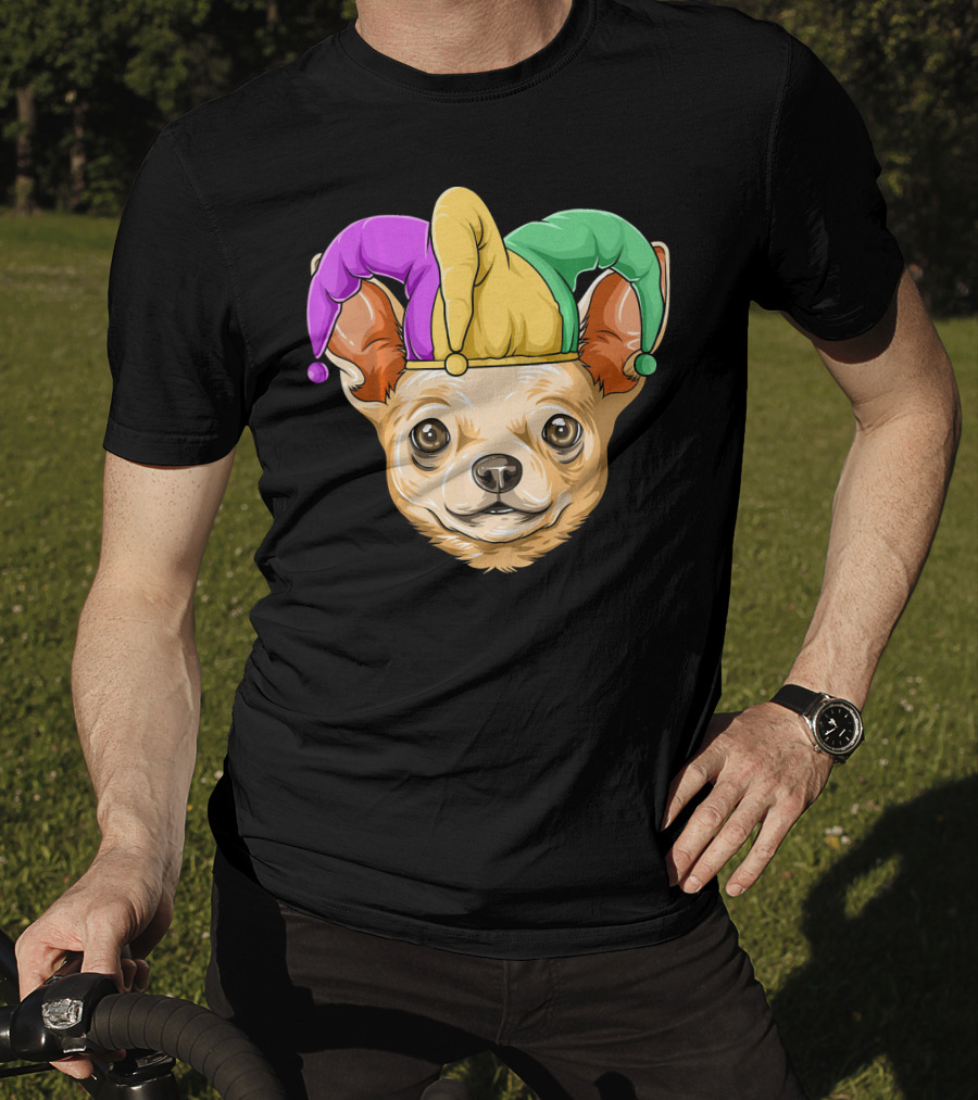 Mardi Gras Chihuahua Jester Hat Festival Carnival Dog T-Shirt