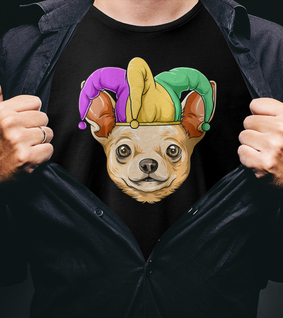 Mardi Gras Chihuahua Jester Hat Festival Carnival Dog T-Shirt