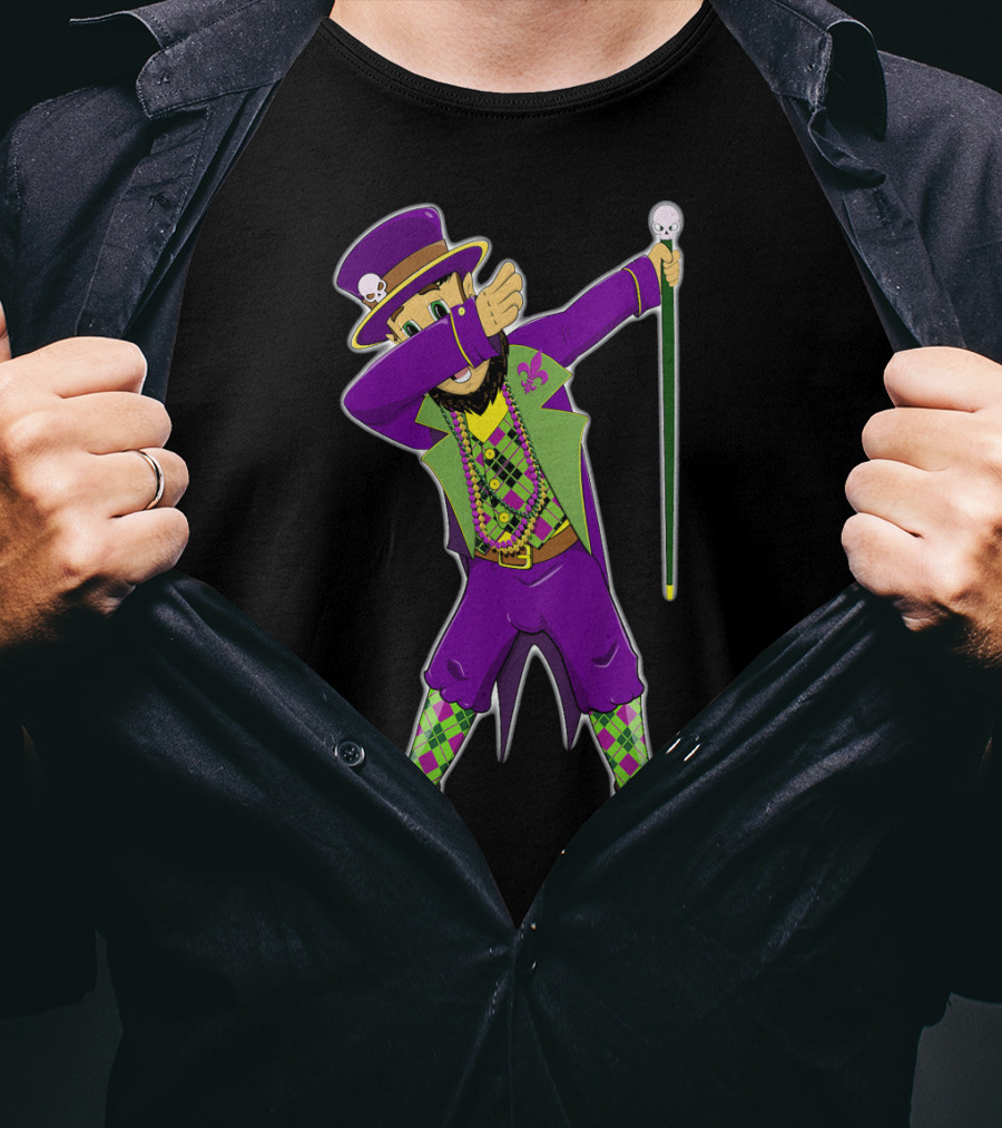 Kids Mardi Gras Jester Dabbing Colorful Costume T-Shirt