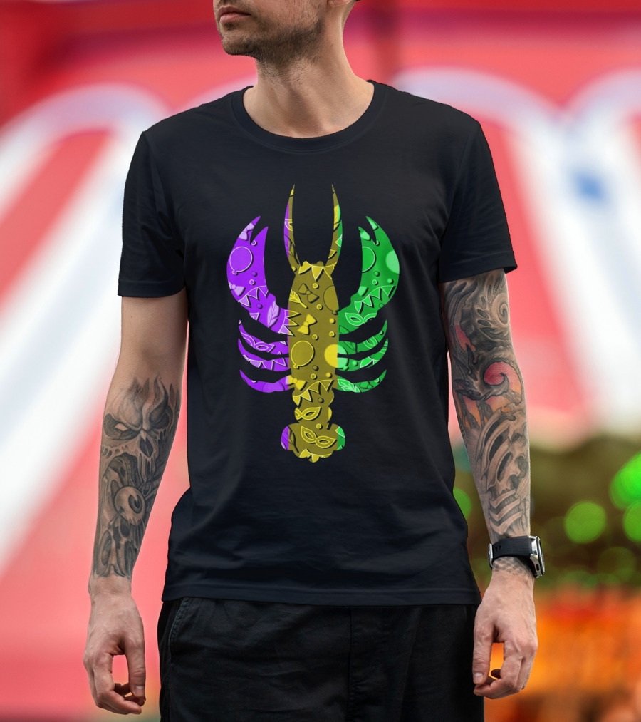 Crawfish Fleur De Lis Mardi Gras T-Shirt