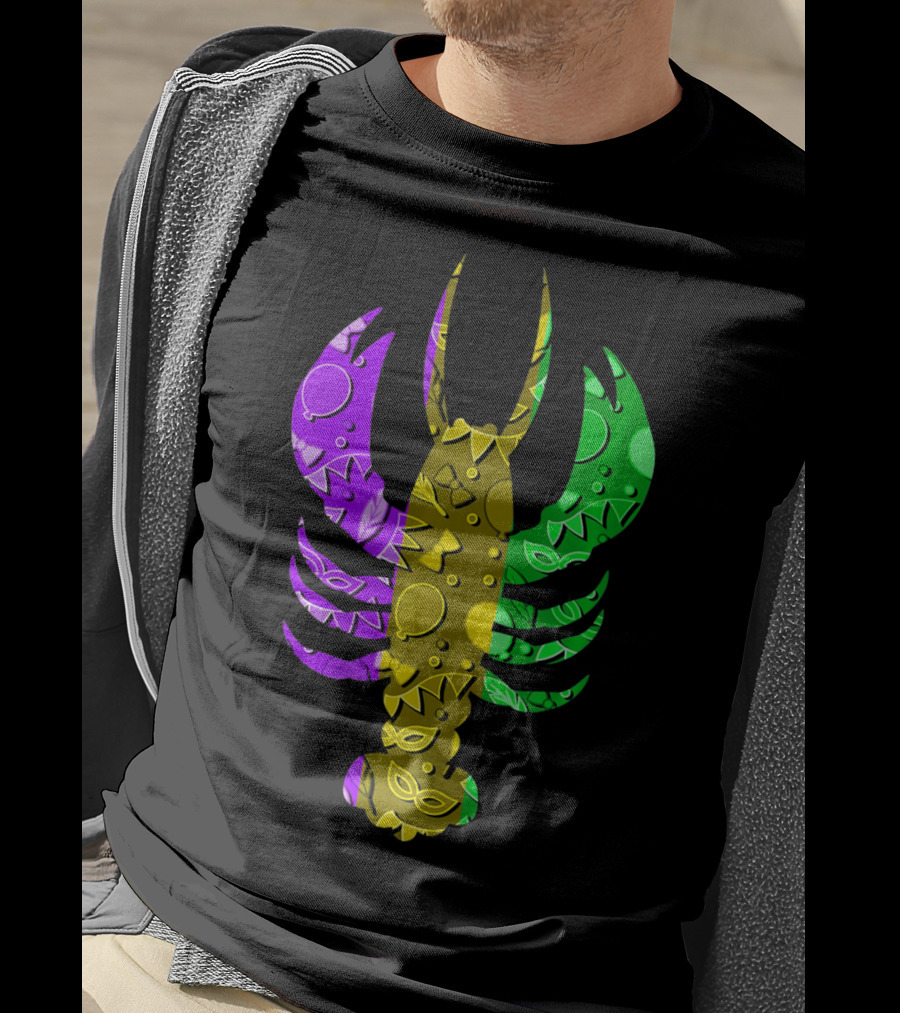 Crawfish Fleur De Lis Mardi Gras T-Shirt