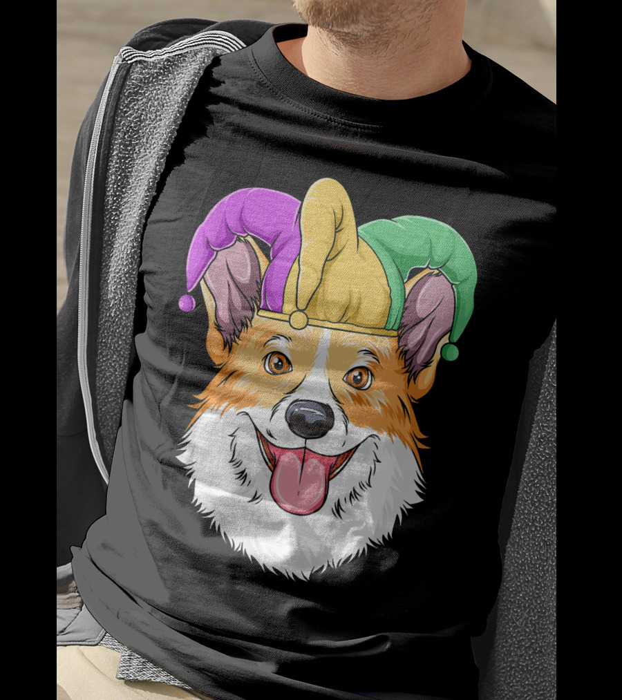 Mardi Gras Corgi Jester Hat Corgi Carnival T-Shirt