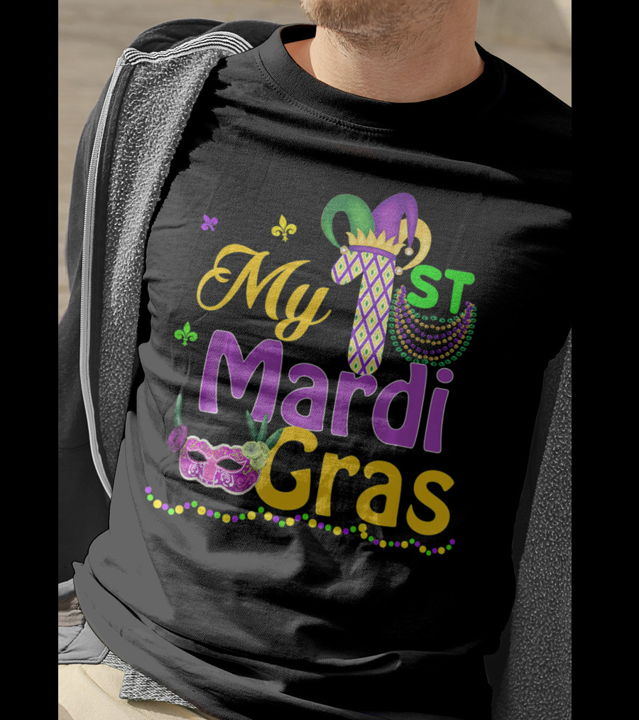 My 1st Mardi Gras Mask Beads Celebratory T-Shirt