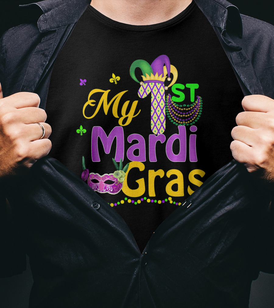 My 1st Mardi Gras Mask Beads Celebratory T-Shirt