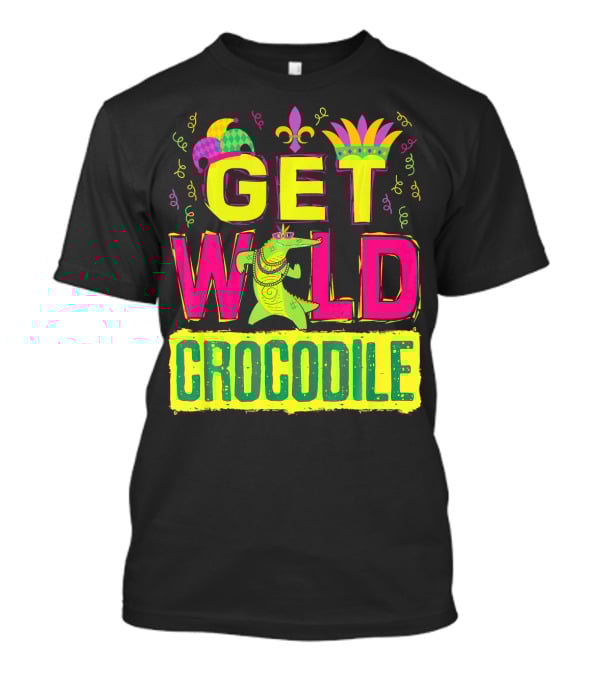 Get Wild Crocodile Mardi Gras Carnival Fleur-de-lis Festive Parade T-Shirt