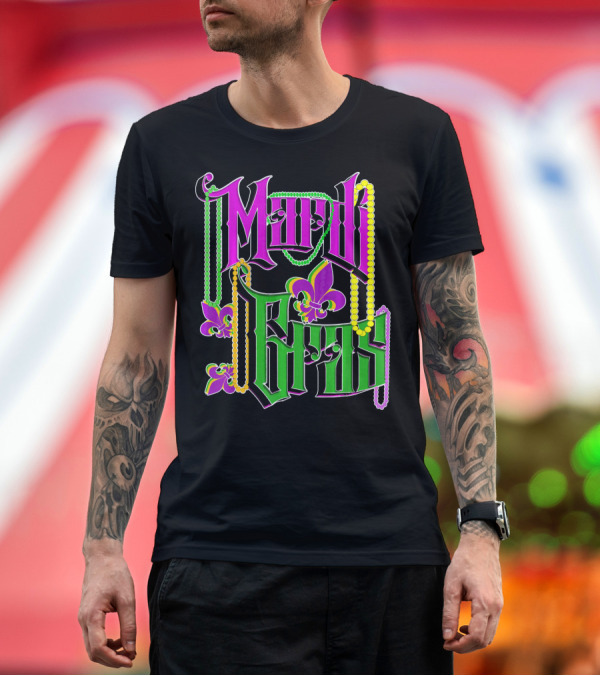 Premium T-Shirt: Mardi Gras Vintage Beads Fleur De Lis Carnival Costume T-Shirt Mardi Gras Vintage Beads Fleur De Lis Carnival Costume T-Shirt