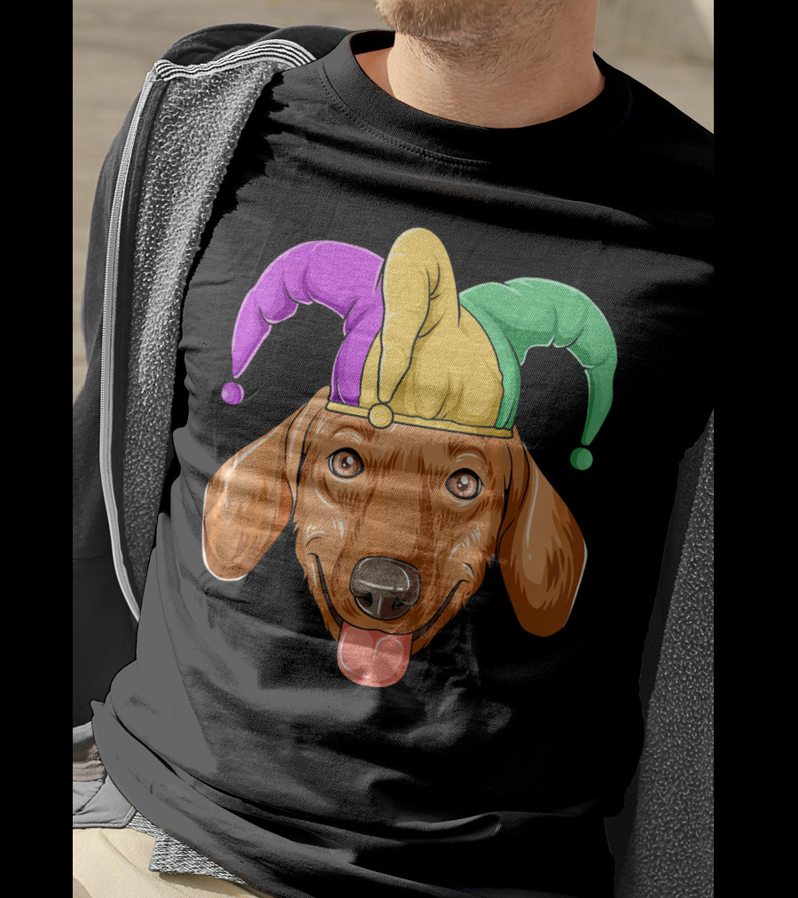 Mardi Gras Dachshund Carnival Jester Hat T-Shirt