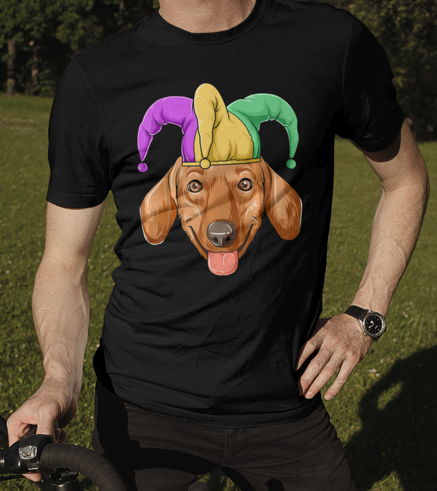 Mardi Gras Dachshund Carnival Jester Hat T-Shirt
