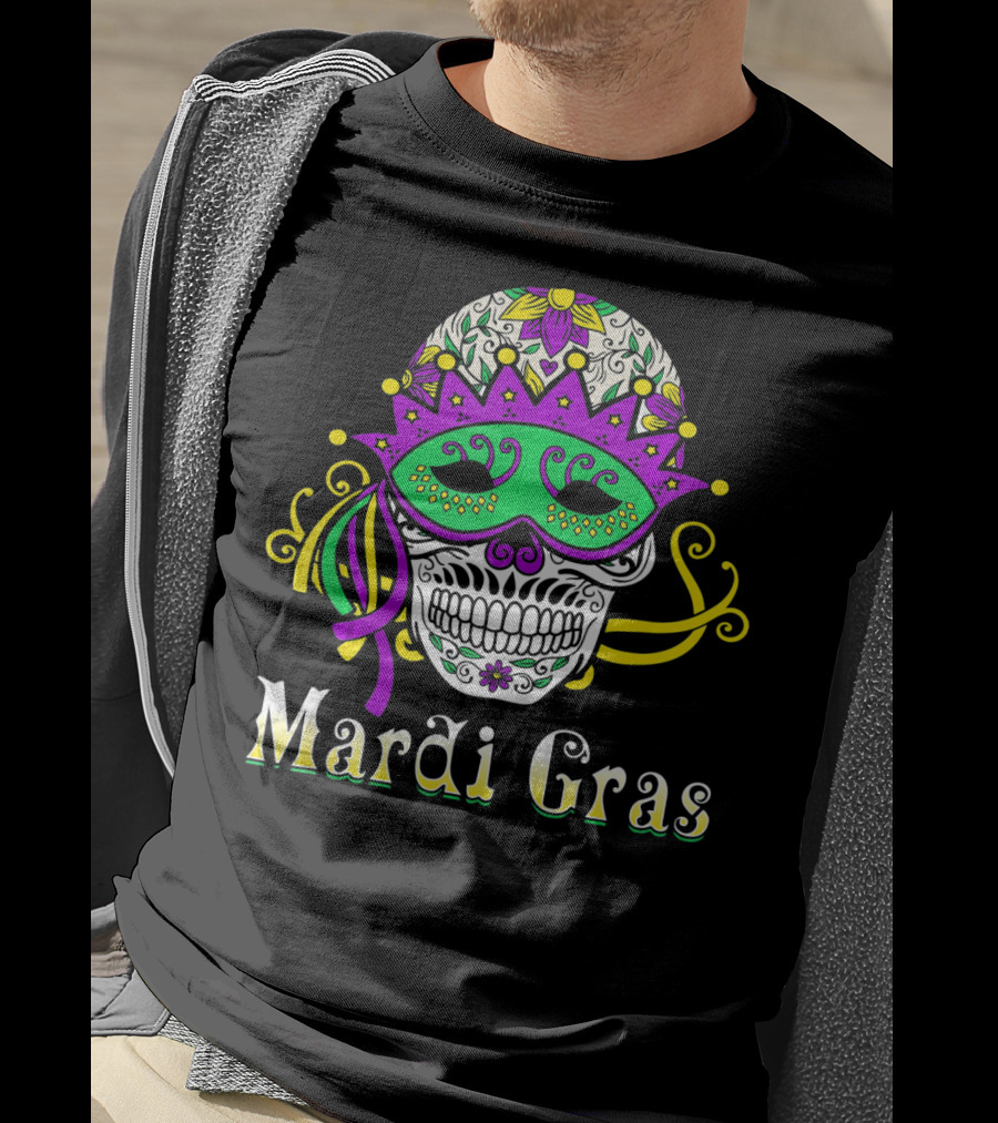 Mardi Gras Skull Mask Day Of The Dead T-Shirt