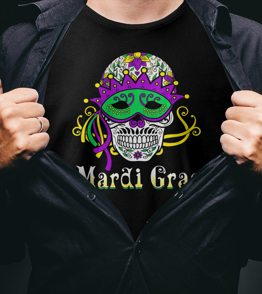 Mardi Gras Skull Mask Day Of The Dead T-Shirt