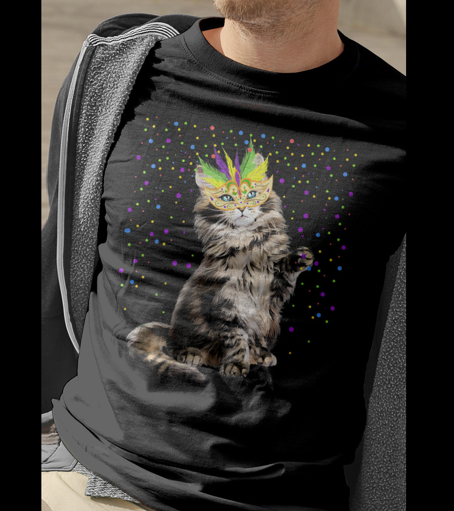 Mardi Gras Cat Mask Party In New Orleans T-Shirt