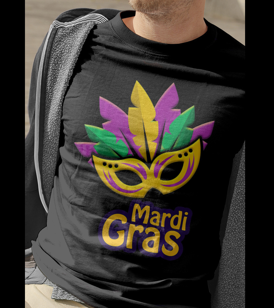 New Orleans Mardi Gras Feathered Mask Party T-Shirt