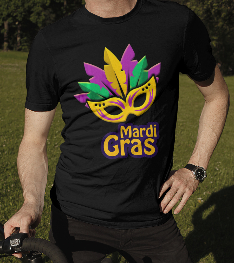 New Orleans Mardi Gras Feathered Mask Party T-Shirt