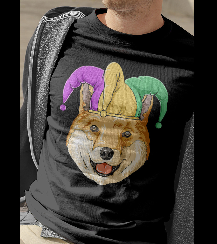 Mardi Gras Shiba Inu Jester Hat Carnival T-Shirt
