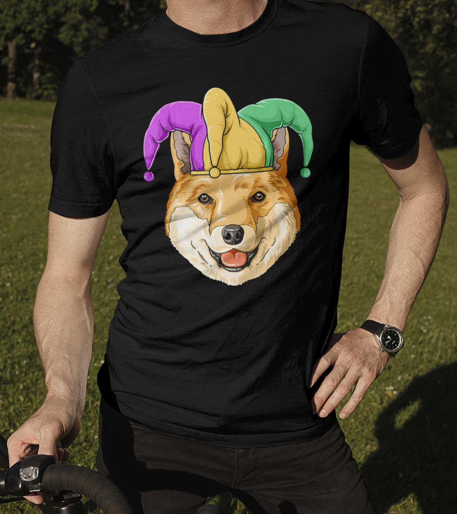Mardi Gras Shiba Inu Jester Hat Carnival T-Shirt
