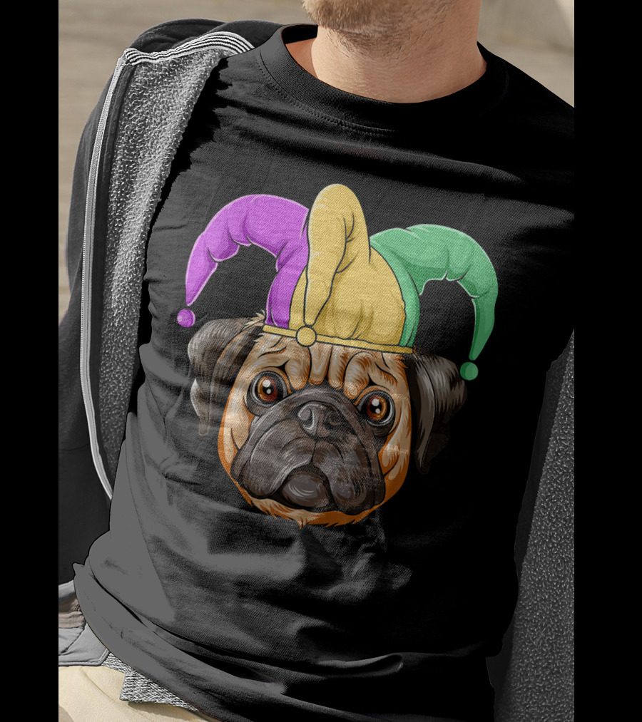 Mardi Gras Pug Carnival Jester Hat T-Shirt