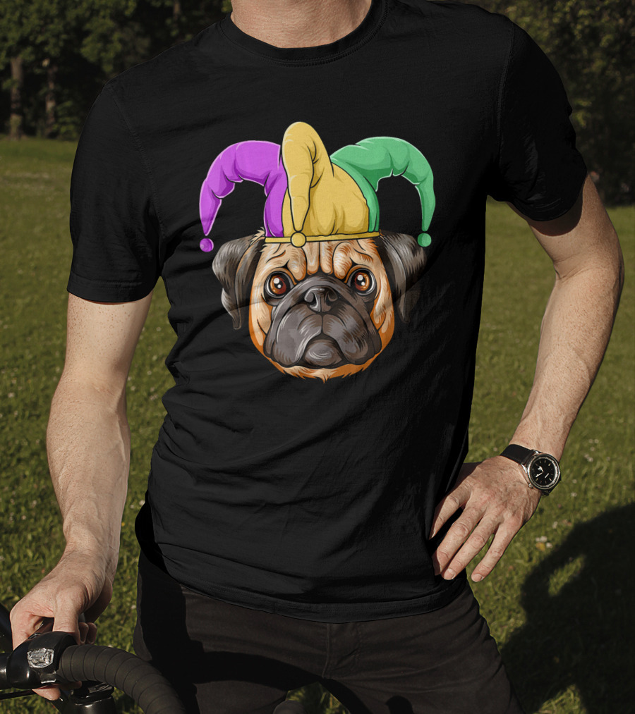 Mardi Gras Pug Carnival Jester Hat T-Shirt