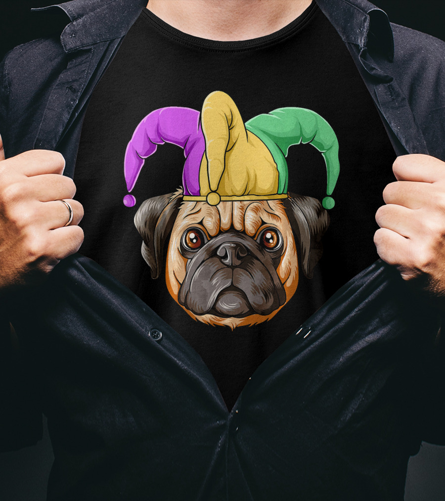 Mardi Gras Pug Carnival Jester Hat T-Shirt