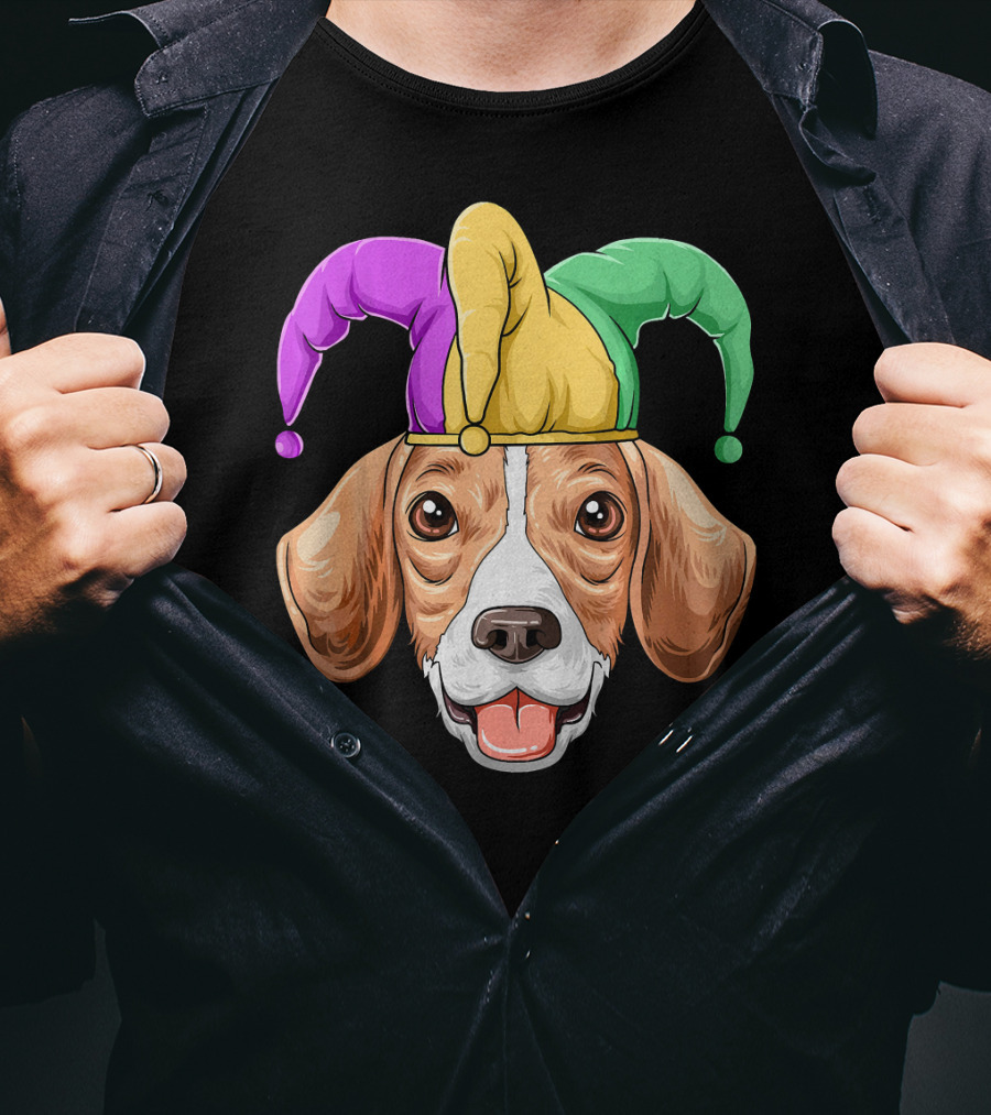 Mardi Gras Beagle Jester Hat Carnival Beagle T-Shirt