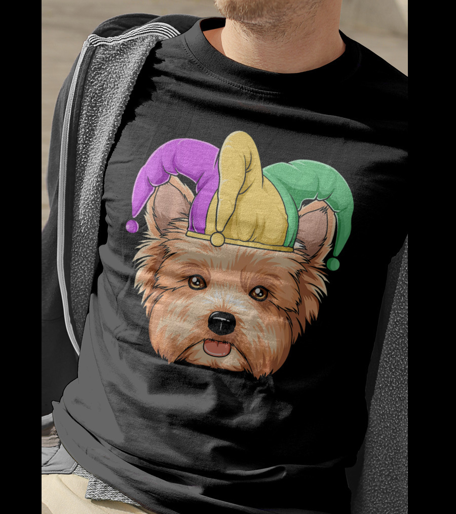 Mardi Gras Yorkshire Terrier Jester Hat Yorksh Carnival T-Shirt
