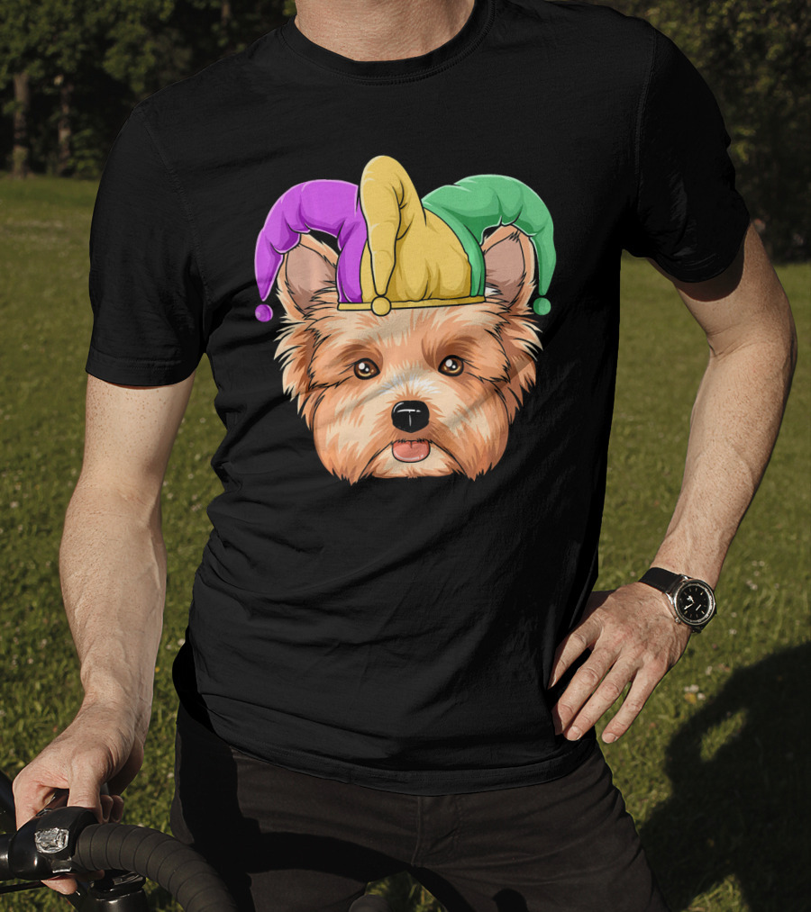Mardi Gras Yorkshire Terrier Jester Hat Yorksh Carnival T-Shirt