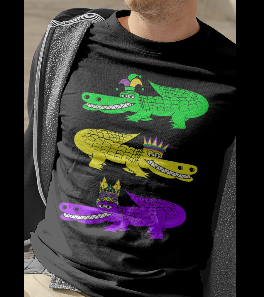 Alligator Crocodile Mardi Gras Festival Jester Kings T-Shirt