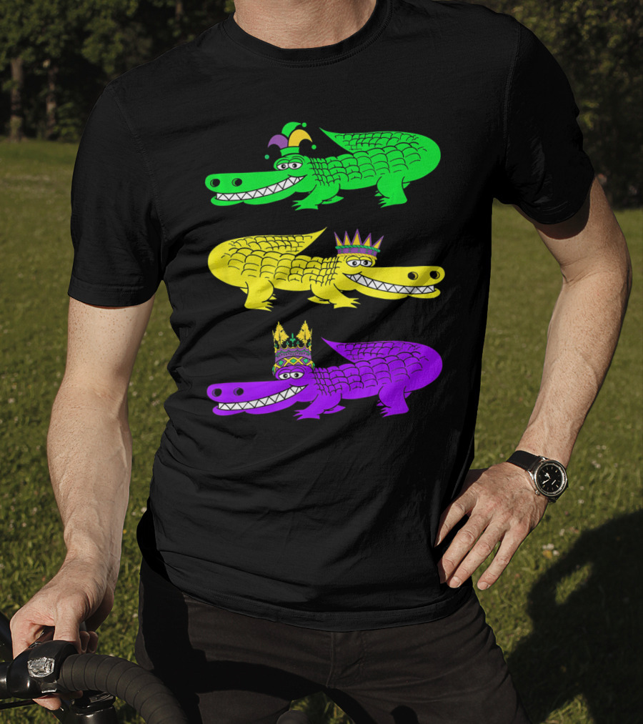 Alligator Crocodile Mardi Gras Festival Jester Kings T-Shirt