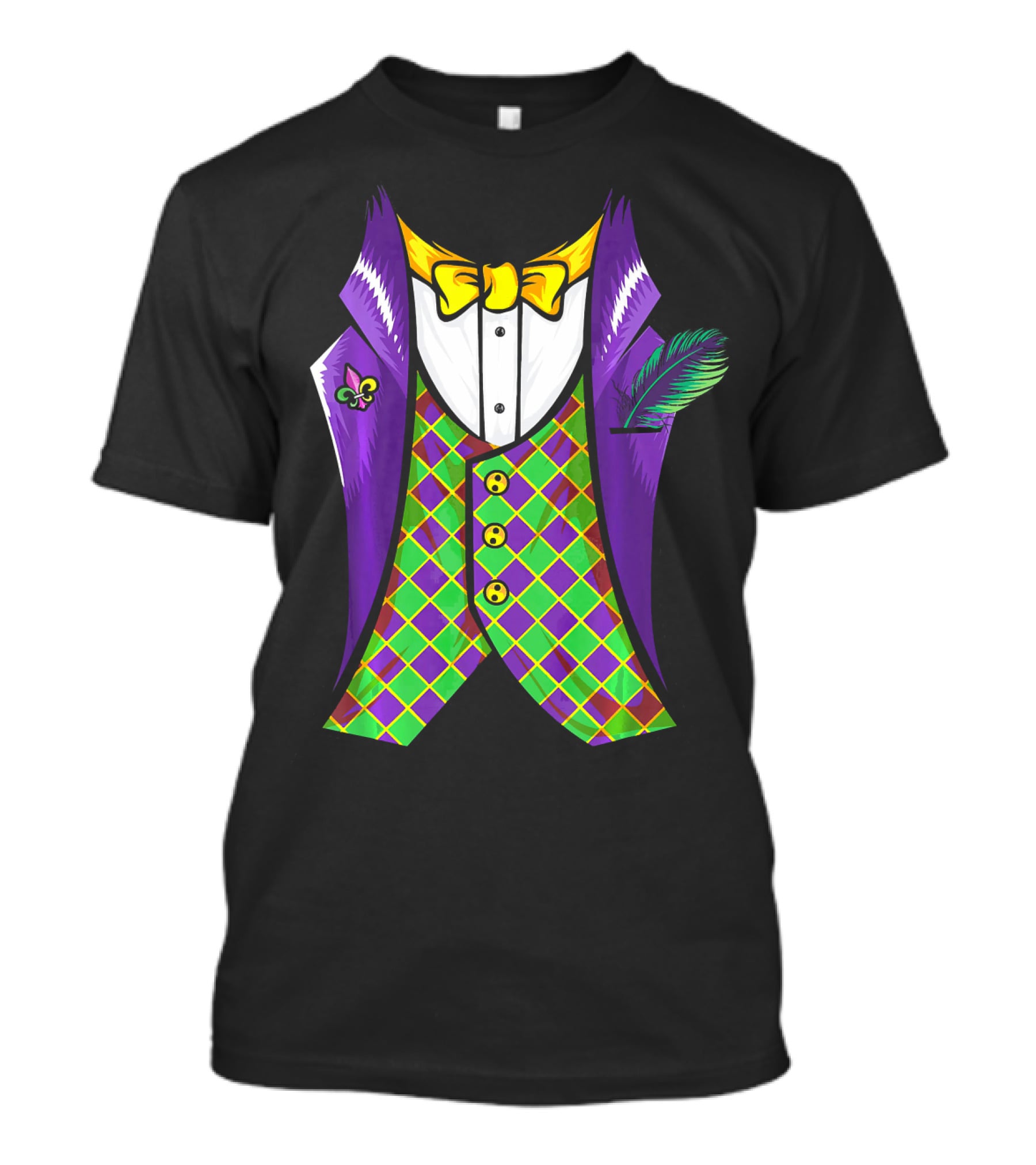 Mardi Gras Tuxedo Costume Pancake Tuesday Fleur-de-Lis T-Shirt