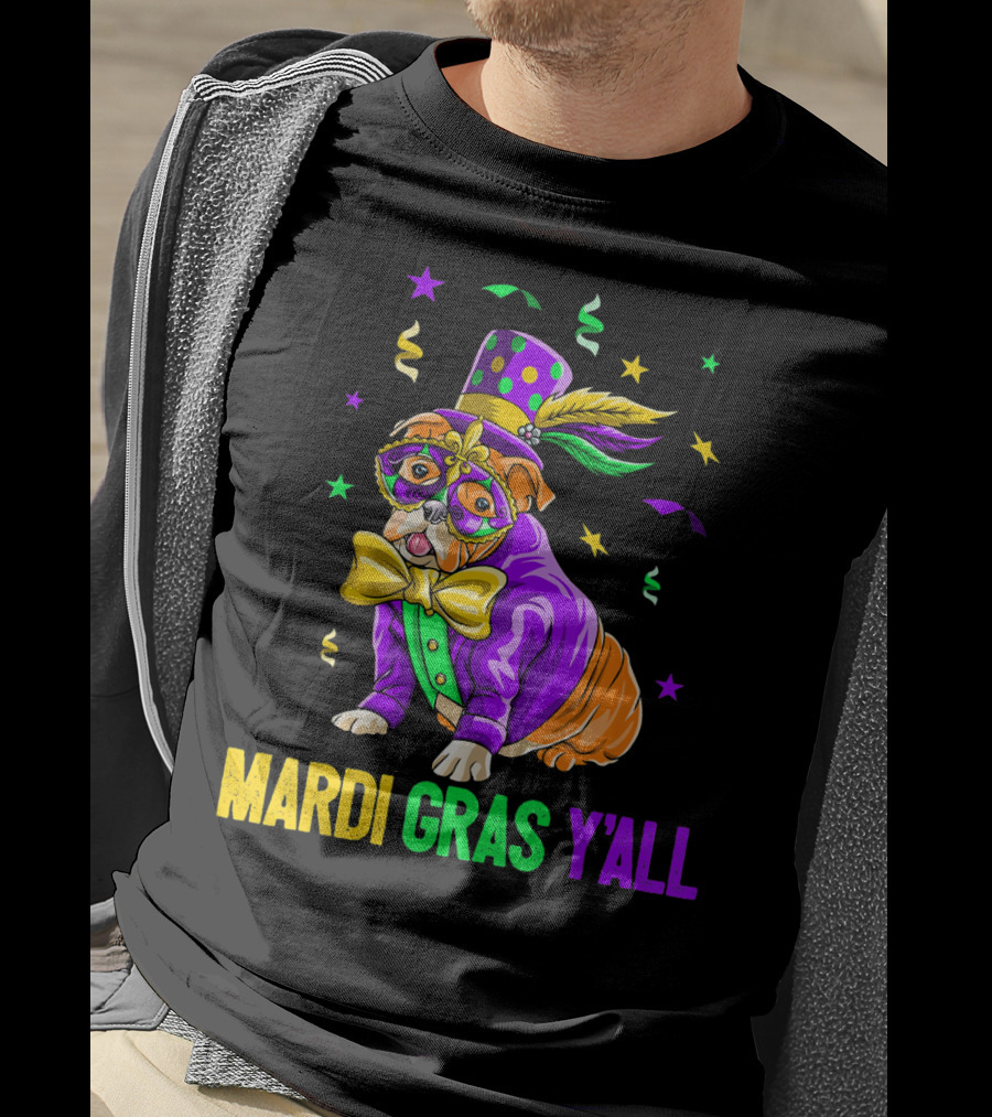Bulldog Mardi Gras Y'all Celebration Festivities T-Shirt