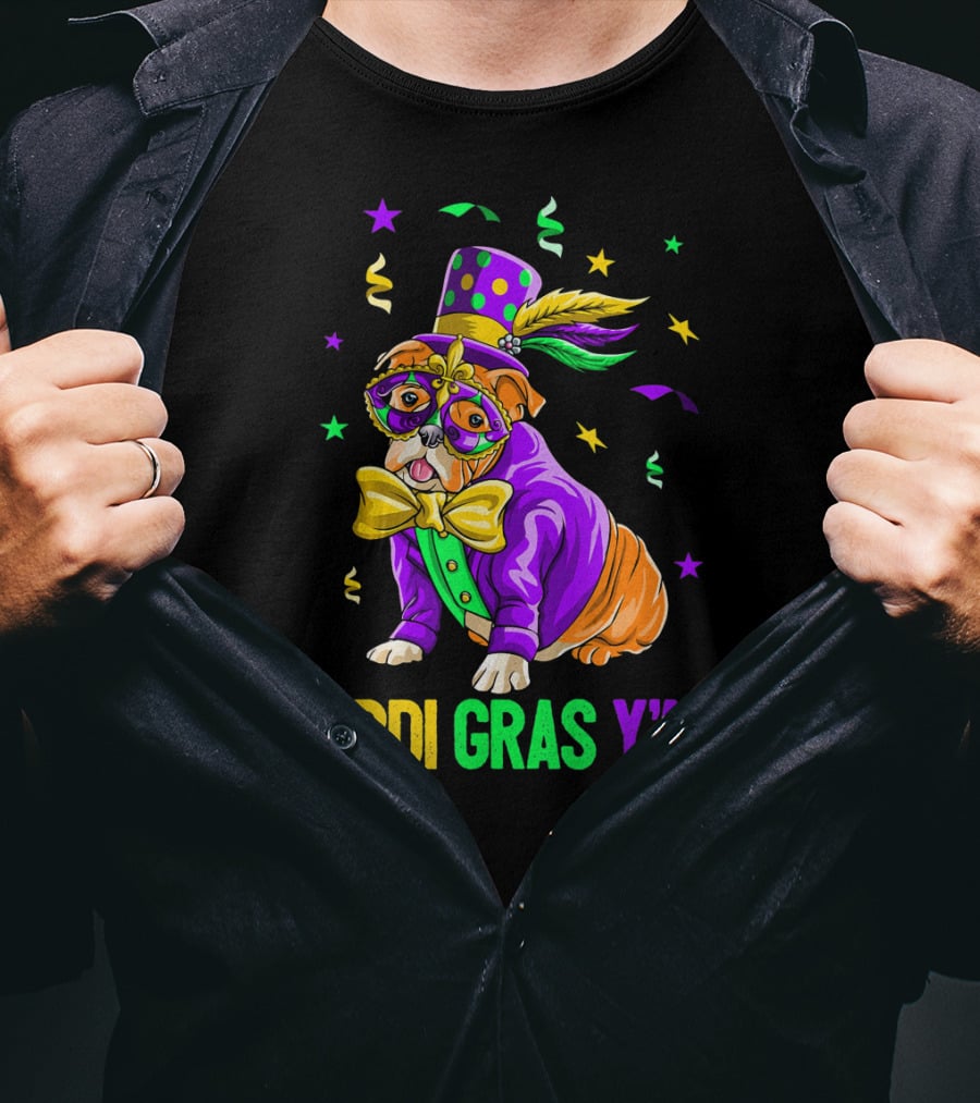 Bulldog Mardi Gras Y'all Celebration Festivities T-Shirt