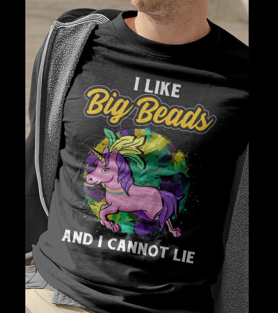 I Like Big Beads And I Cannot Lie Kids Funny Mardi Gras Pink And Pur T-Shirt