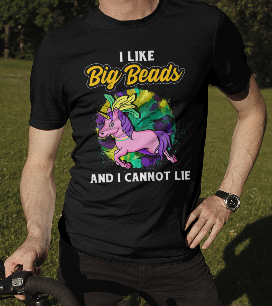 I Like Big Beads And I Cannot Lie Kids Funny Mardi Gras Pink And Pur T-Shirt