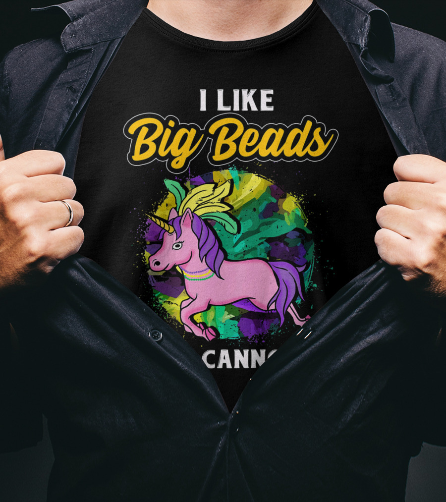 I Like Big Beads And I Cannot Lie Kids Funny Mardi Gras Pink And Pur T-Shirt