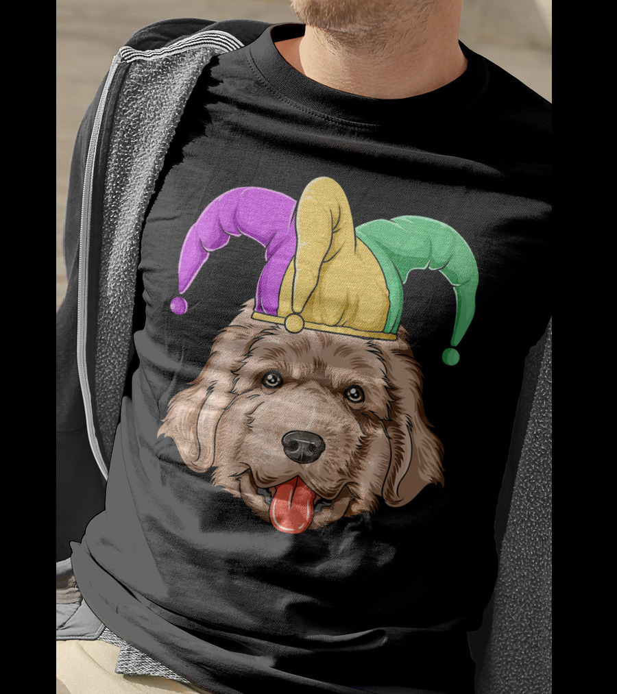 Mardi Gras Jester Newfoundland Dog Hat T-Shirt