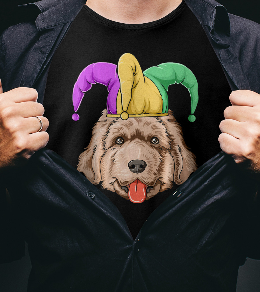 Mardi Gras Jester Newfoundland Dog Hat T-Shirt