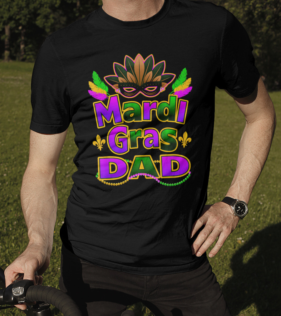 Mardi Gras Dad New Orleans Festive Masked T-Shirt