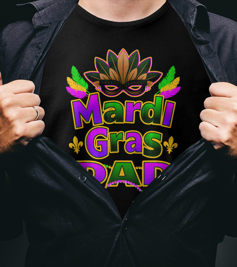 Mardi Gras Dad New Orleans Festive Masked T-Shirt