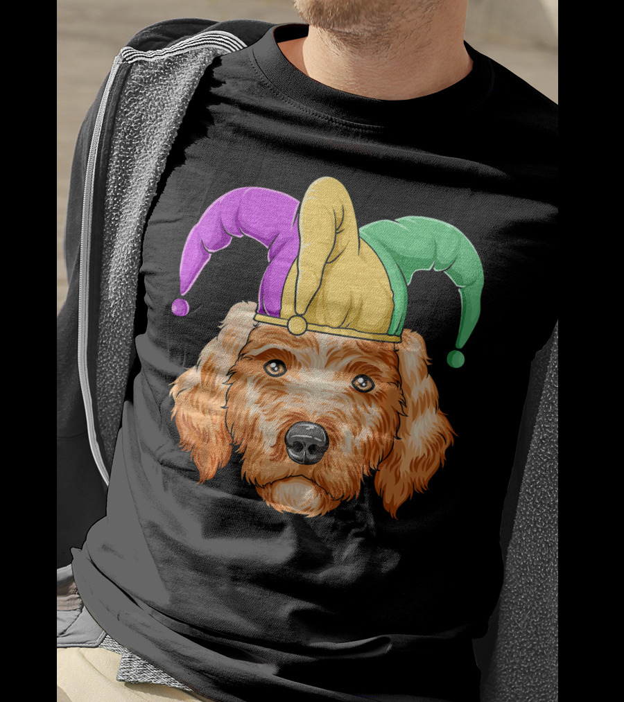 Mardi Gras Goldendoodle Jester Hat Carnival Dog Gol T-Shirt