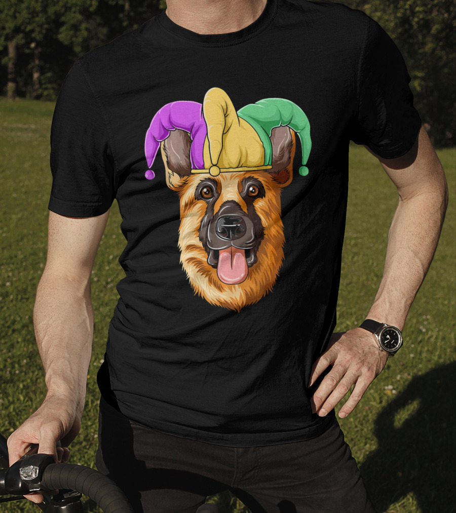 Mardi Gras German Shepherd Jester Hat Carnival T-Shirt