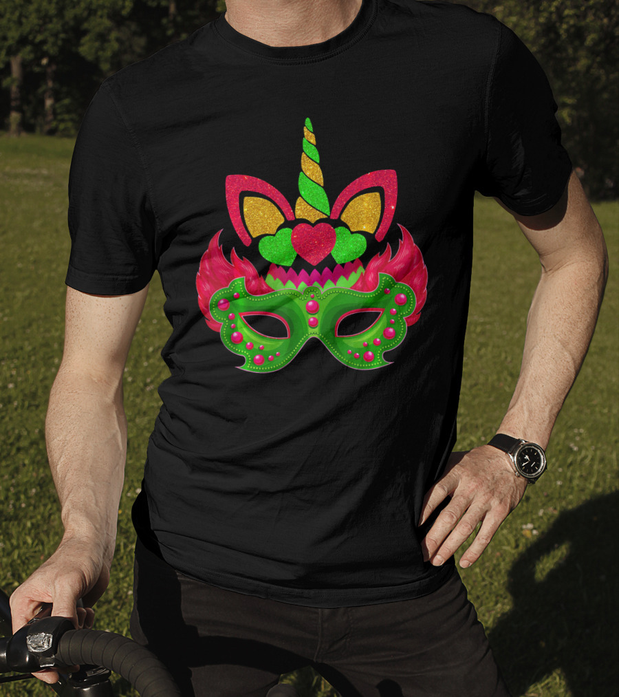 Carnival Jester Mask Unicorn Face Mardi Gras Mardi Gras T-Shirt