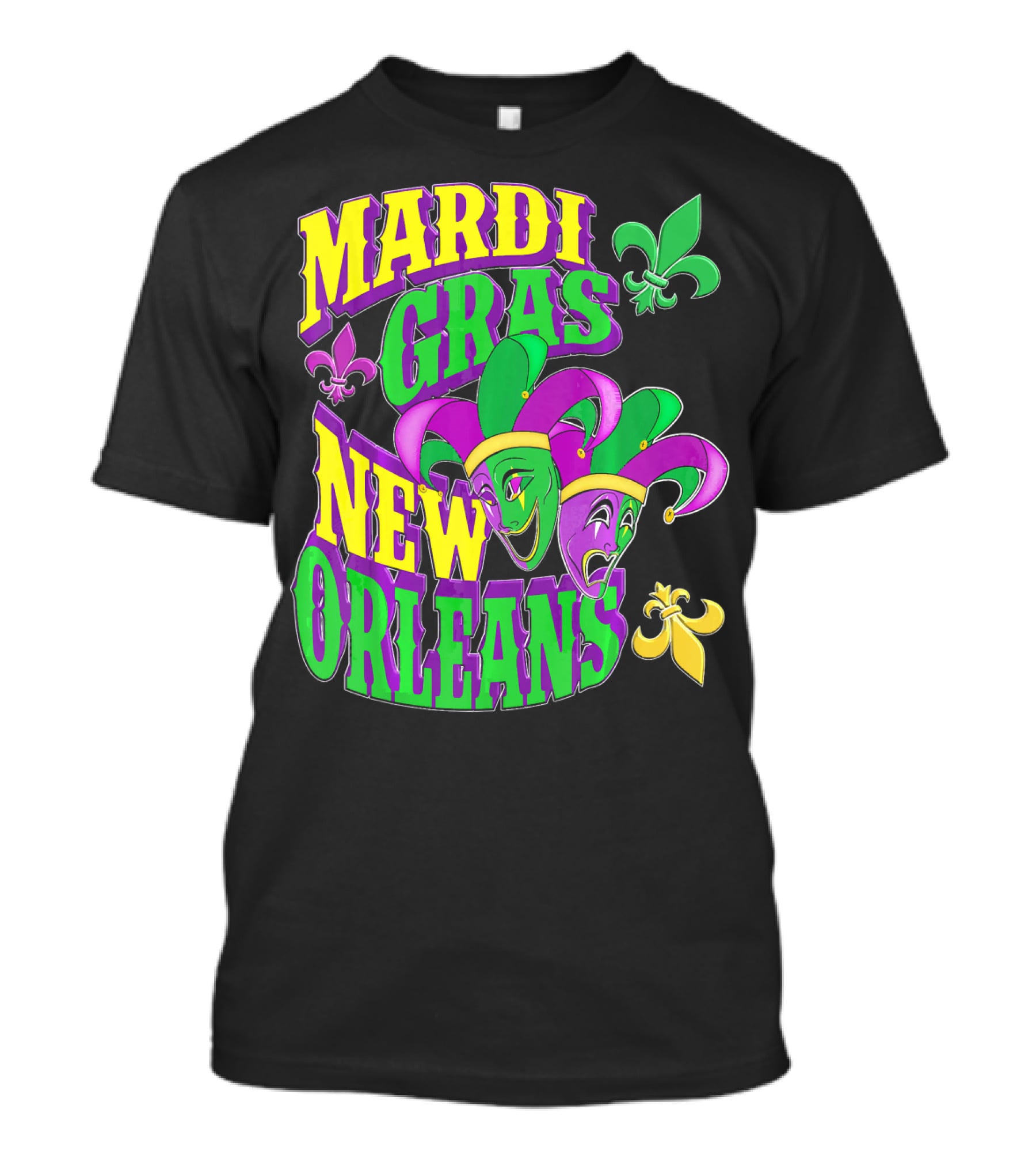 Mardi Gras Masks New Orleans Fleur-de-Lis Parade T-Shirt